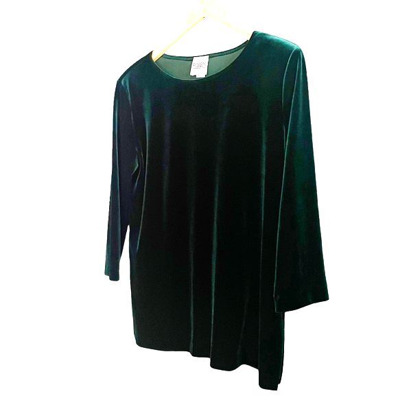 R&M Richards Women's Size 12 Vintage Pine Green Velour Tunic 90s Festive Holiday - Picture 4 of 9